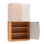 Wellentüren-Unterschrank, 99 cm hoch, 105x50 cm (B/T), Tür rechts grau, 